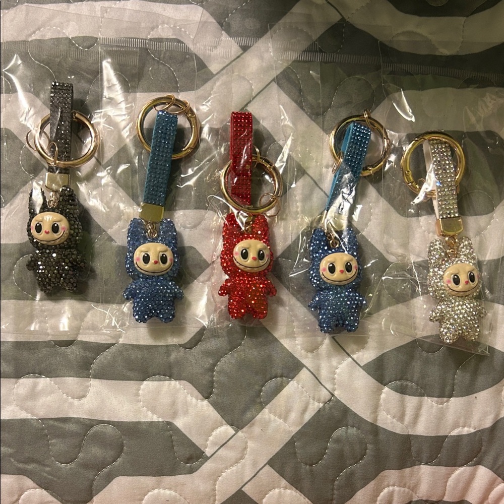 Labubu Sparkle Beaded Keychain Set
